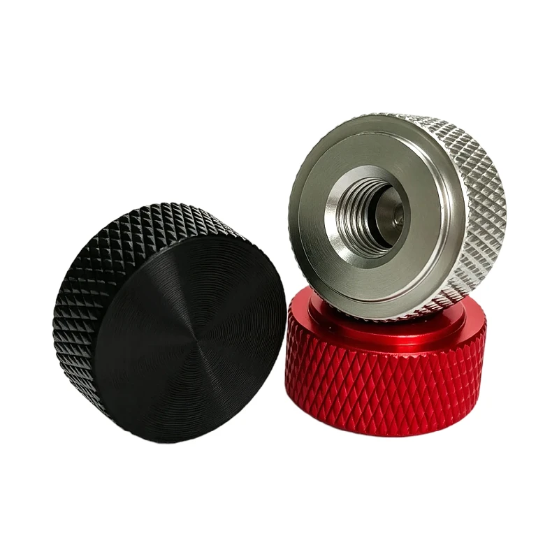 2 Stück Aluminiumlegierung Dünne CD-gemusterte Handspannmuttern M3 M4 M5 M6 M8 1/4-20 3/8-16 Blindloch Rändelmutter, Knopfmutter