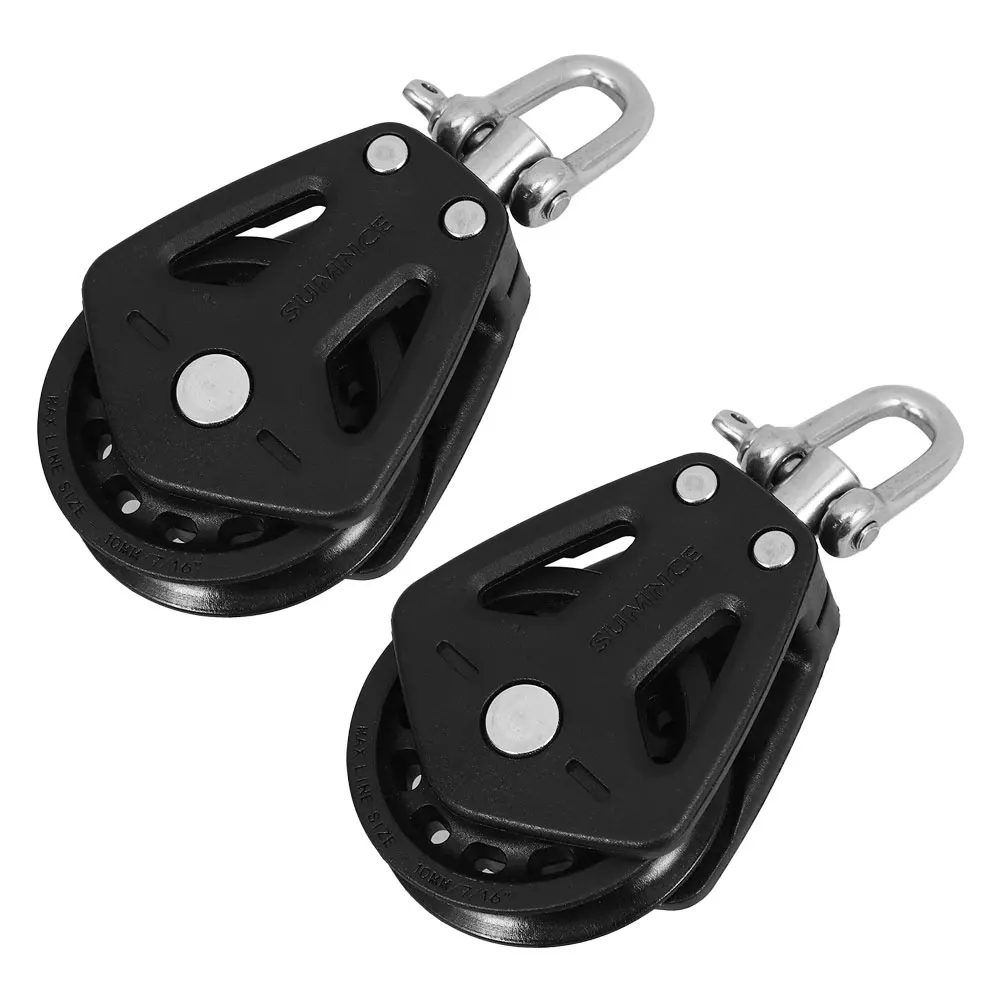 

2pcs Pulley Bearing Double Swivel Nylon Smooth Rotation Gym Sailboat Marine Stainless Steel Block Exercise Fitness