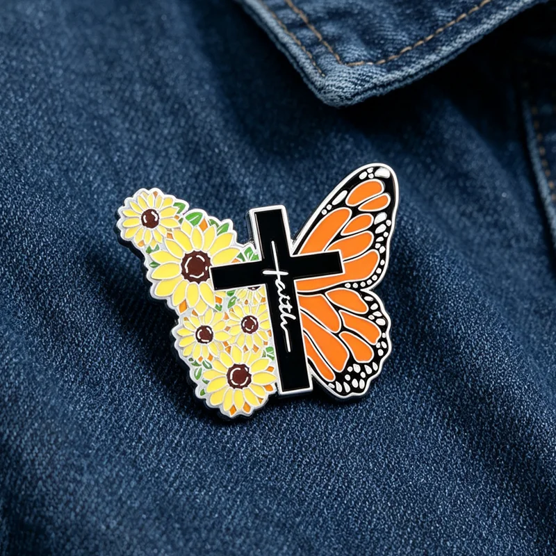 Fashion Butterfly Enamel Pin Inspire Confidence Rebirth Strength Metal Brooch Women Clothes Backpack Decorative Accessory
