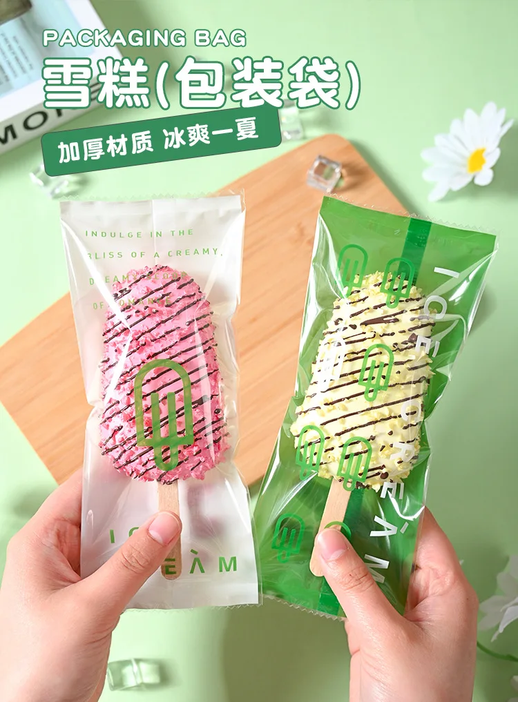 60pcs ice cream bag Menglong ice cream wooden stick plastic machine sealing bag homemade transparent Popsicle bag