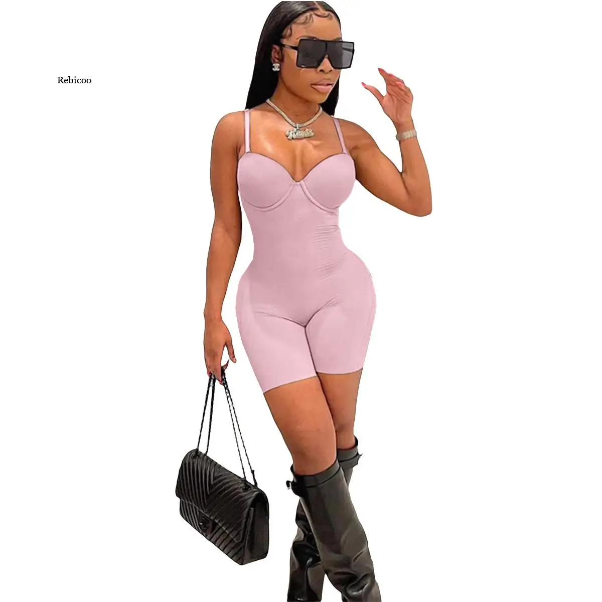 Ladies Fashion Jumpsuit Sexy Sleeveless Skinny Rompers for Women Sexy Backless Short Playsuits Summer Solid Lace Shorts