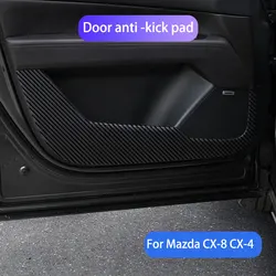 Car Interior Door Protection Panel Anti-kick Pad Mats For Mazda CX-4 CX-8 Carbon Fiber Sticker Auto Interior Styling Accessories