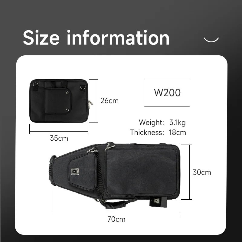 Bropro Bassoon Bag Bolsa portátil Bolsa grande engrosada Tela Oxford Mochila ligera para instrumentos musicales