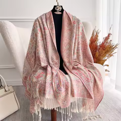 Luxury Winter Scarf Women Cashmere Warm Pashmina Brand Foulard Female Shawls Wraps Thick Soft Bufanda Poncho Scarves Stole 2025