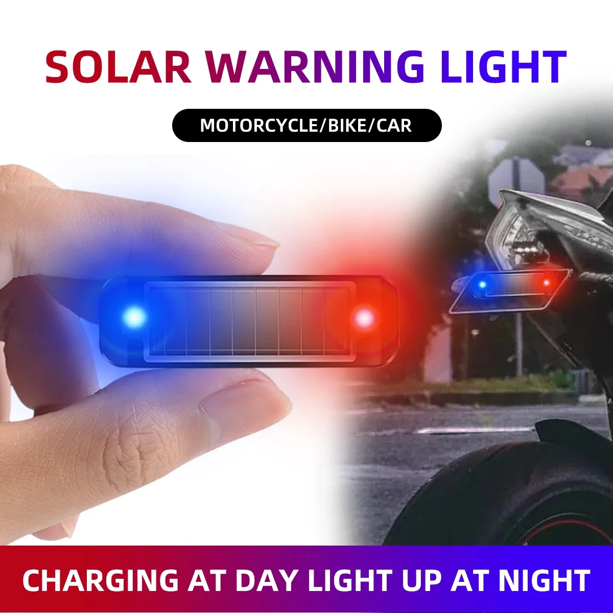

2XSolar Power Anti-Theft Alarm Light for Motorcycles Car Scooter Strobe in-Night Warning Lamp Wireless LED Drone Flash Indicator