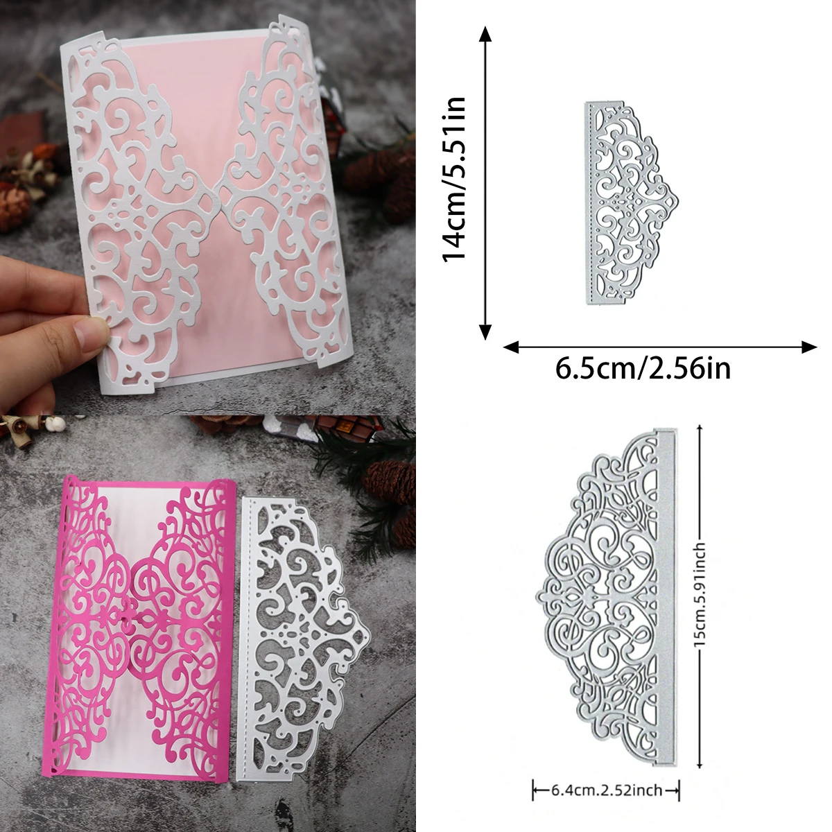 Lace Hollow Pattern Scrapbook Embossing Greeting Card Metal Knife Mold Manual Punch Stencil Handicraft Cutting Die 2024