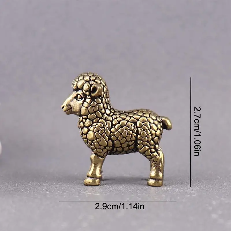 Chinese Zodiac Goat Sculpture Brass Sheep Figurine Lucky Statue Desktop Ornament