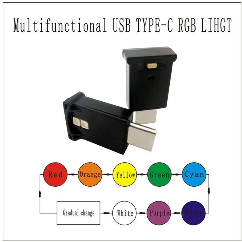 Light sensitive automatic start small power RGB multi-function highlight USB-C atmosphere light small night light