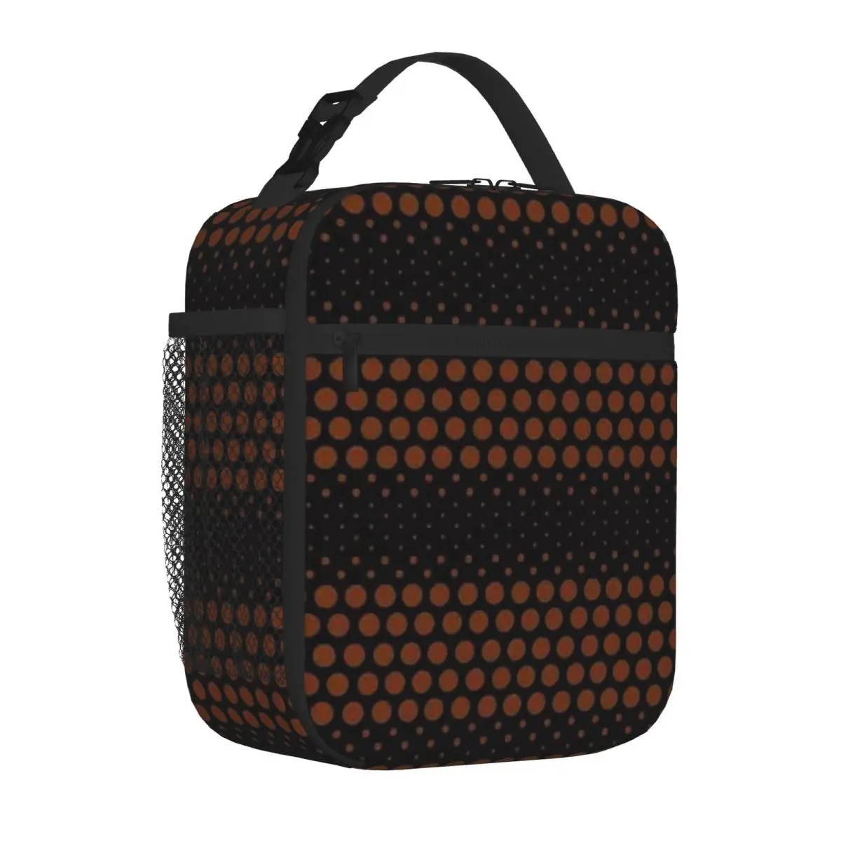 Bestselling Dotwave Brown Polka Dot On Black Insulated Inner Lunch Carrier Middle School Lunch Handbag