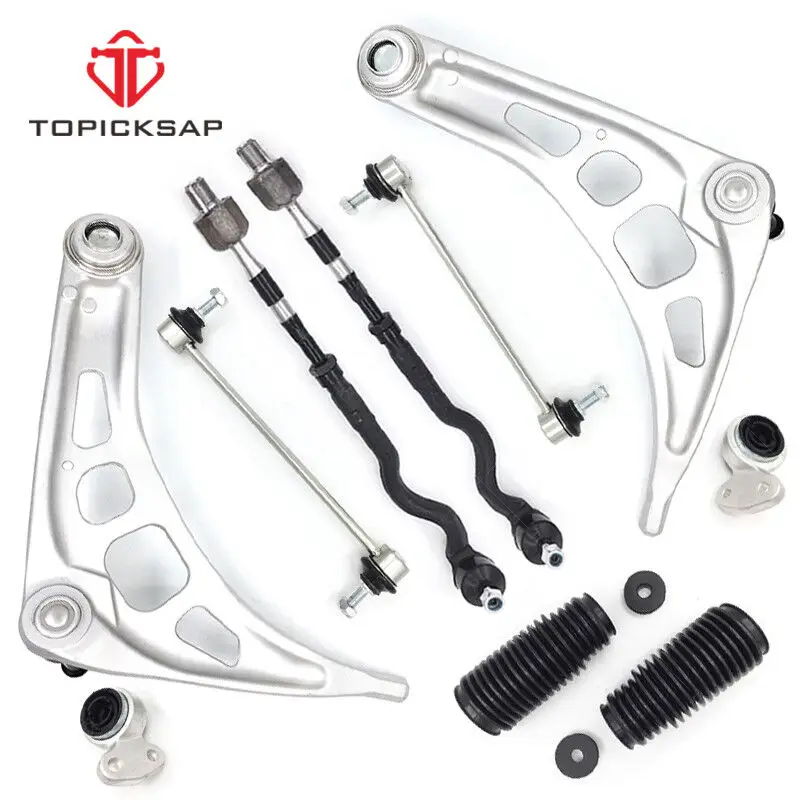 TOPICKSAP Front Lower Control Arm Ball Joint Bushing Tie Road Boot Kit for BMW E46 325i 330i 323i 1999 - 2008 31126751317