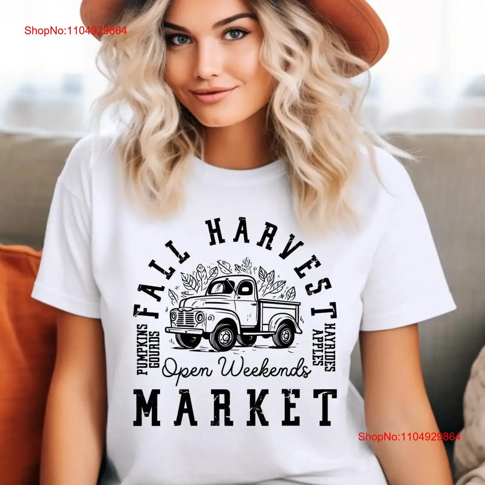 

Fall Harvest MarkeT T Shirt Truck Farmers Vibes Autumn Pumpkin SweaT vintage Washed Breathable Soft homme designer clothes