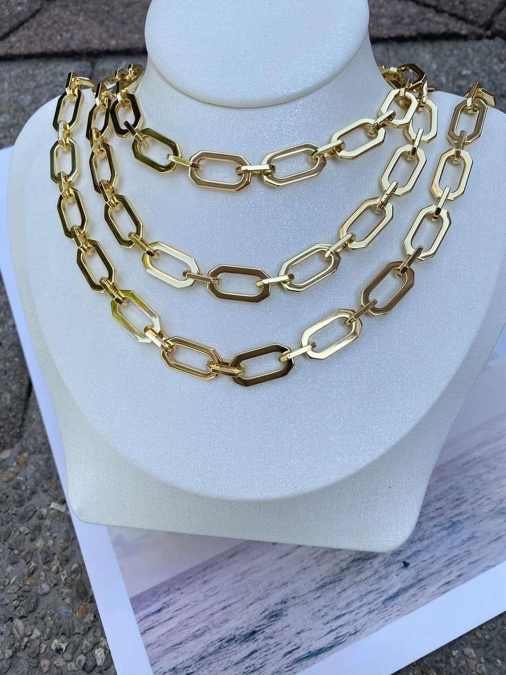 Wholesale High quality brass 24k gold plated chain roll big size chain for jewelry making handmade