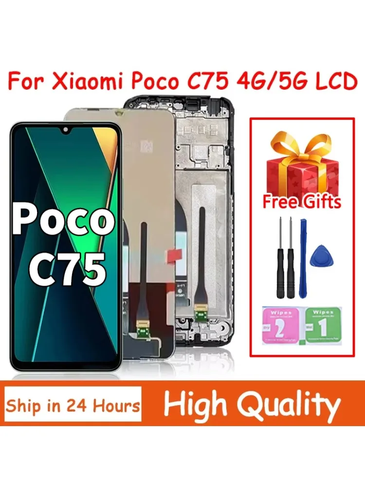 Wyświetlacz 6.88 cala do Xiaomi Poco C75, ekran LCD z digitizerem dotykowym, zamiennik ekranu LCD do Poco C75 z ramką. — zdjęcie produktu 7