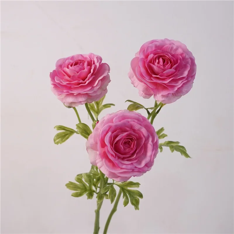 Artificial Flowers Real Touch Latex Dew Lotus Branch Simulation Wine Red Buttercup Peony Home Balcony Decoration Green Plants