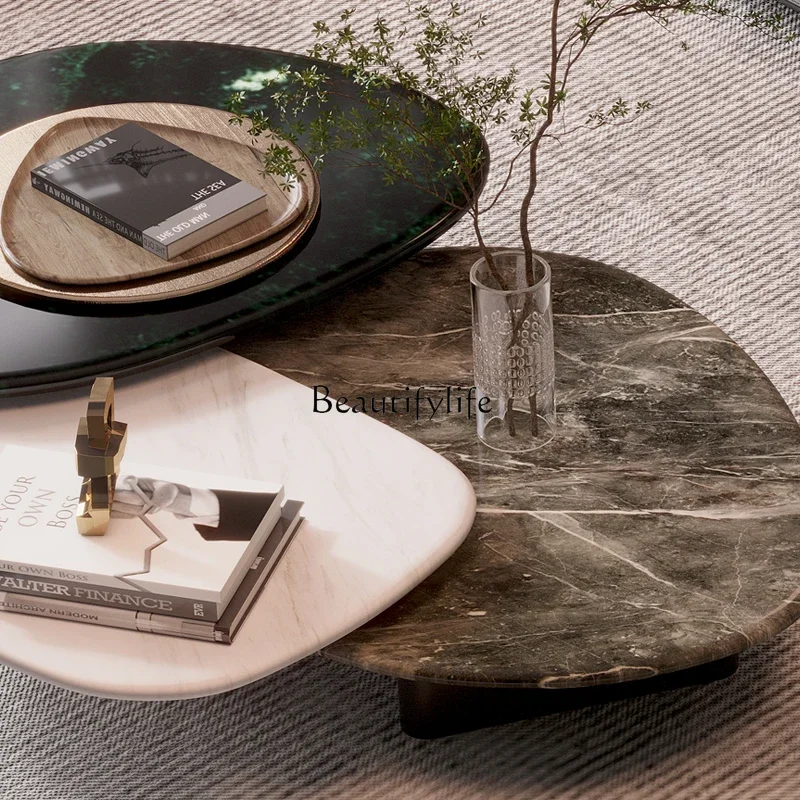 โต๊ะกาแฟหินอ่อนธรรมชาติ FG28 สไตล์อิตาเลียนมินิมอล หรูหรา ระดับไฮเอนด์ รูปทรงพิเศษ