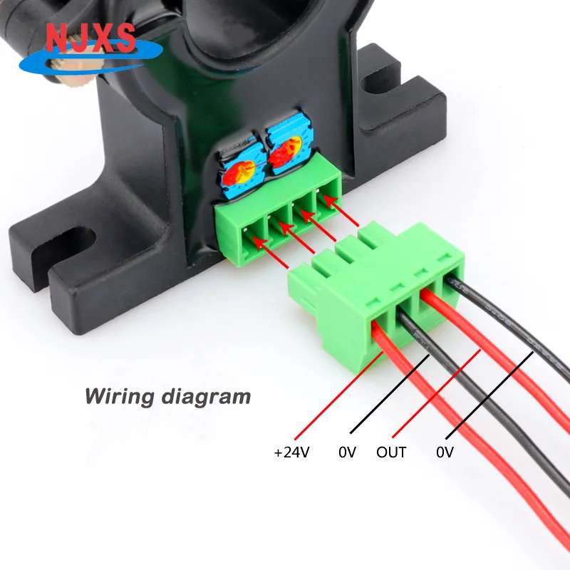 NJXSE K6A Czujnik prądu Halla AC 20A 30A 50A 100A 200A 300A 400A 500A 600A / DC 4-20mA Moc +24Vdc Przetwornik prądu cęgowego