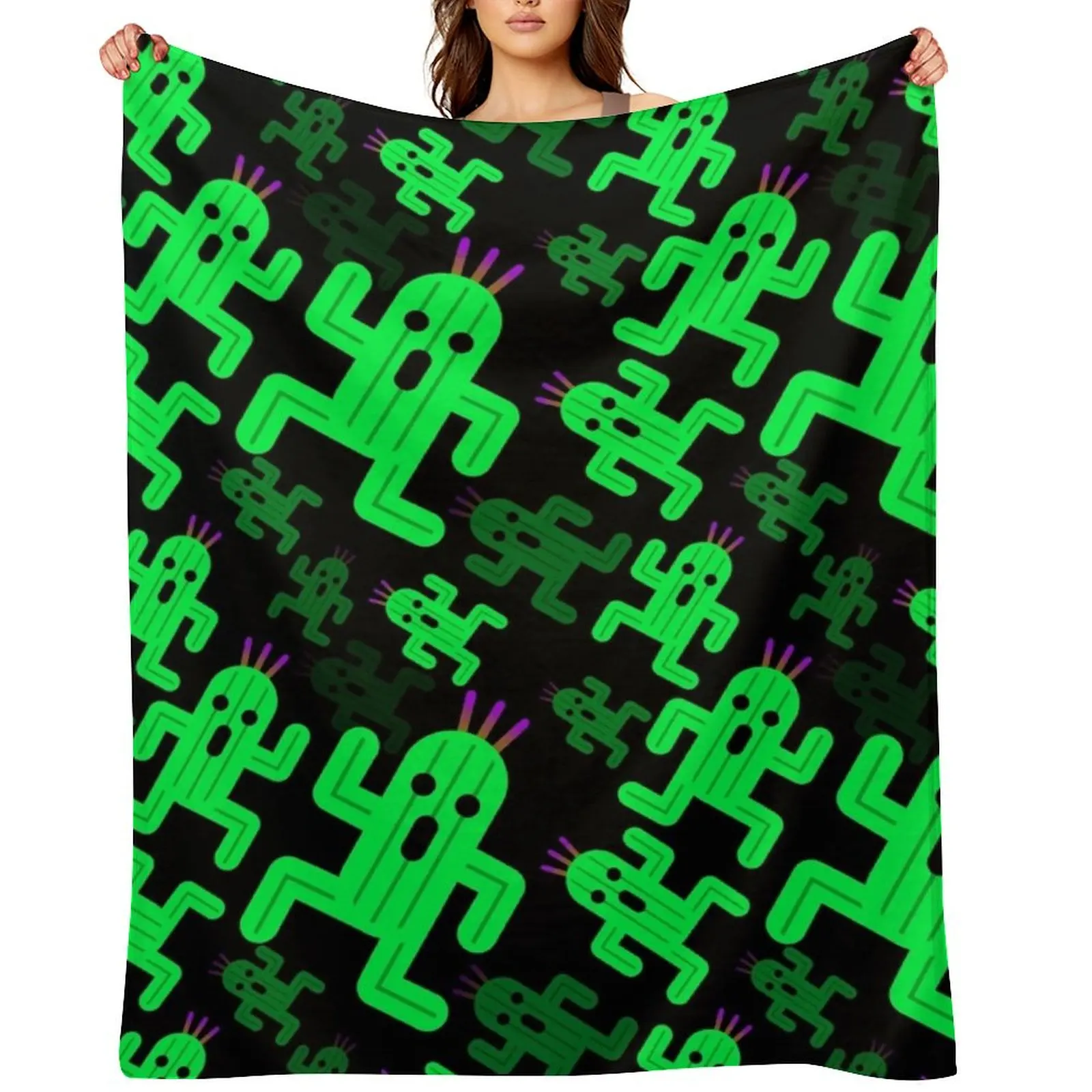 

Cactuar Pattern Throw Blanket Stuffeds Softest Retros Decoratives Blankets