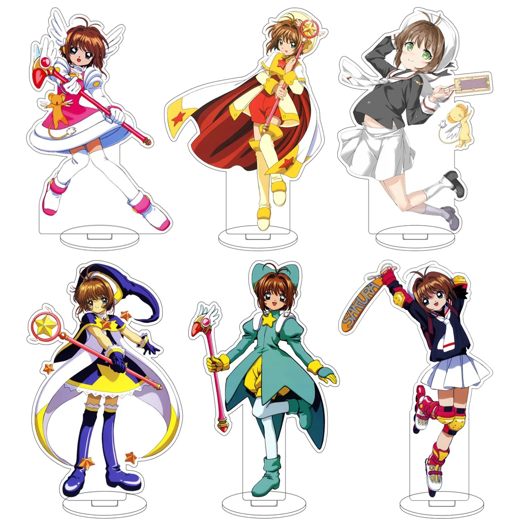 

16CM Anime Cardcaptor Sakura Kinomoto Sakura Daidouji Tomoyo Li Syaoran Cos Acrylic Figure Stand Chrismas Gifts Ornaments