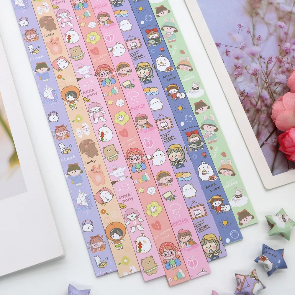 Star Paper Strips Origami Stars Paper Handmade Colorful Star Folding Paper Delicacy Paper Craft Cartoon Star Folding Paper
