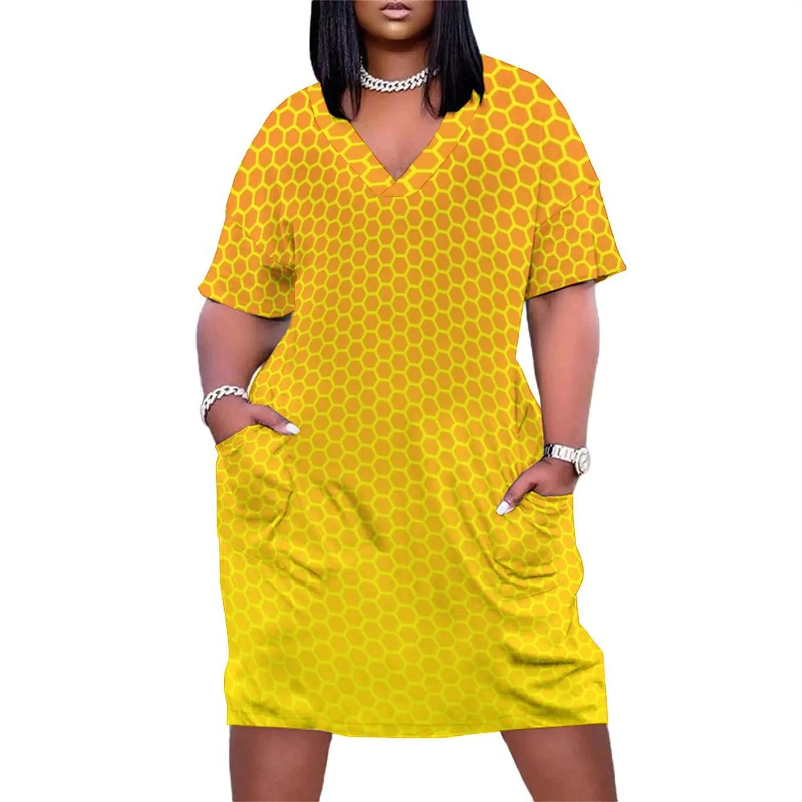 

Honeycomb Loose Pocket Dress women's evening dress 2025 summer outfits for women 2025