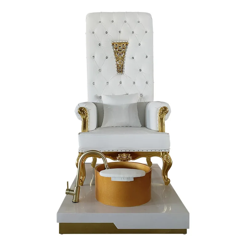 Manicure Pedicure Chair, Golden High-back Queen Bed Spa and Beauty Salon Single-foot Soaking Massage Sofa, Luxury Manicure