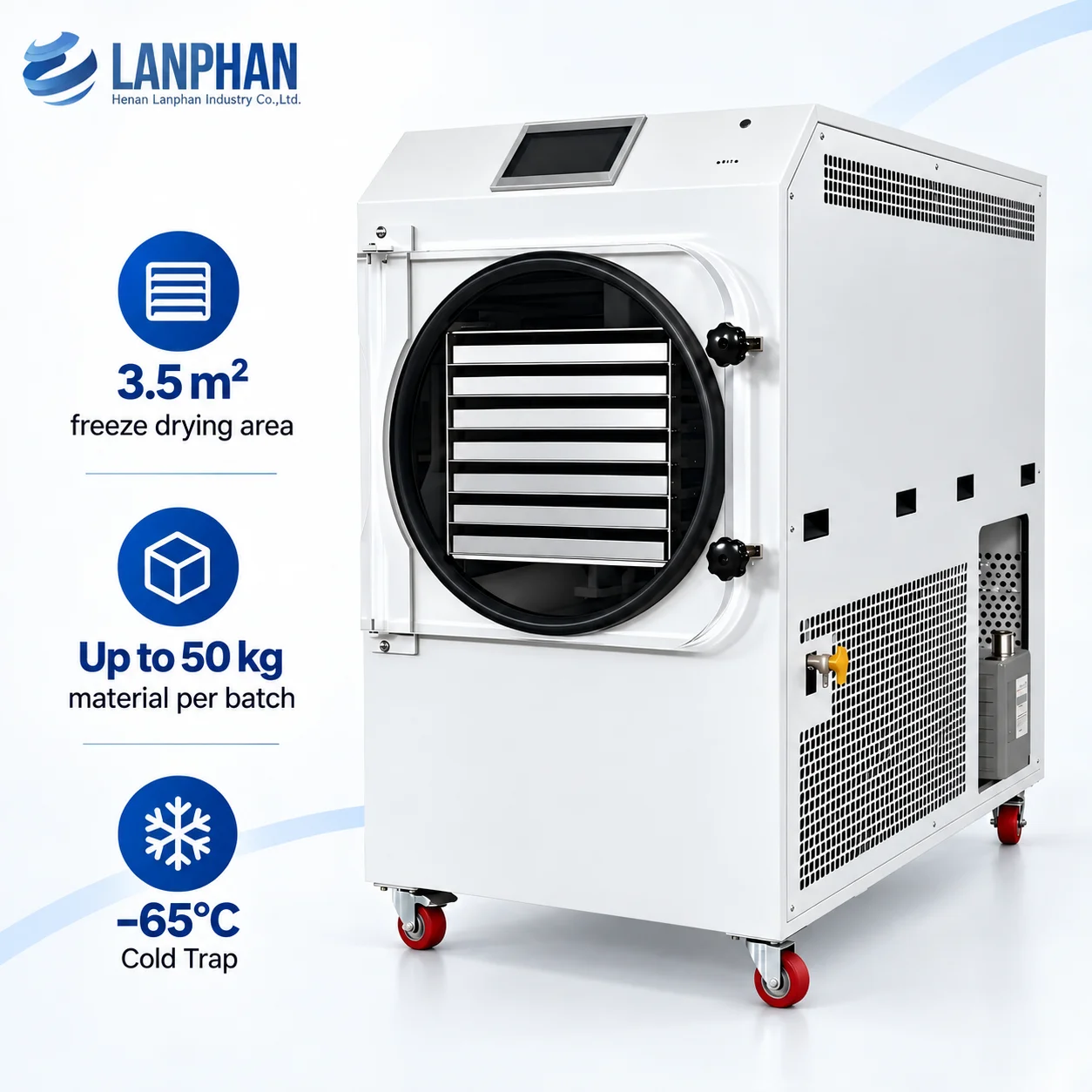 Commercial Freeze Dryer 3.5㎡ Tray Space 55KG Capacity for Fruit Vegetable Food Drying