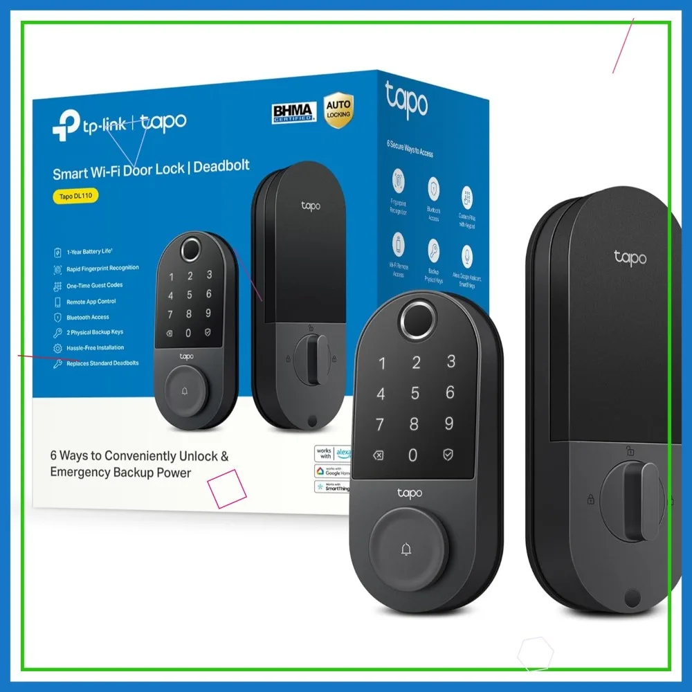 Smart Wi-Fi Deadbolt, Fingerprint & Touchscreen Keyless Entry, App Control, 1-Year Battery, BHMA Grade 2