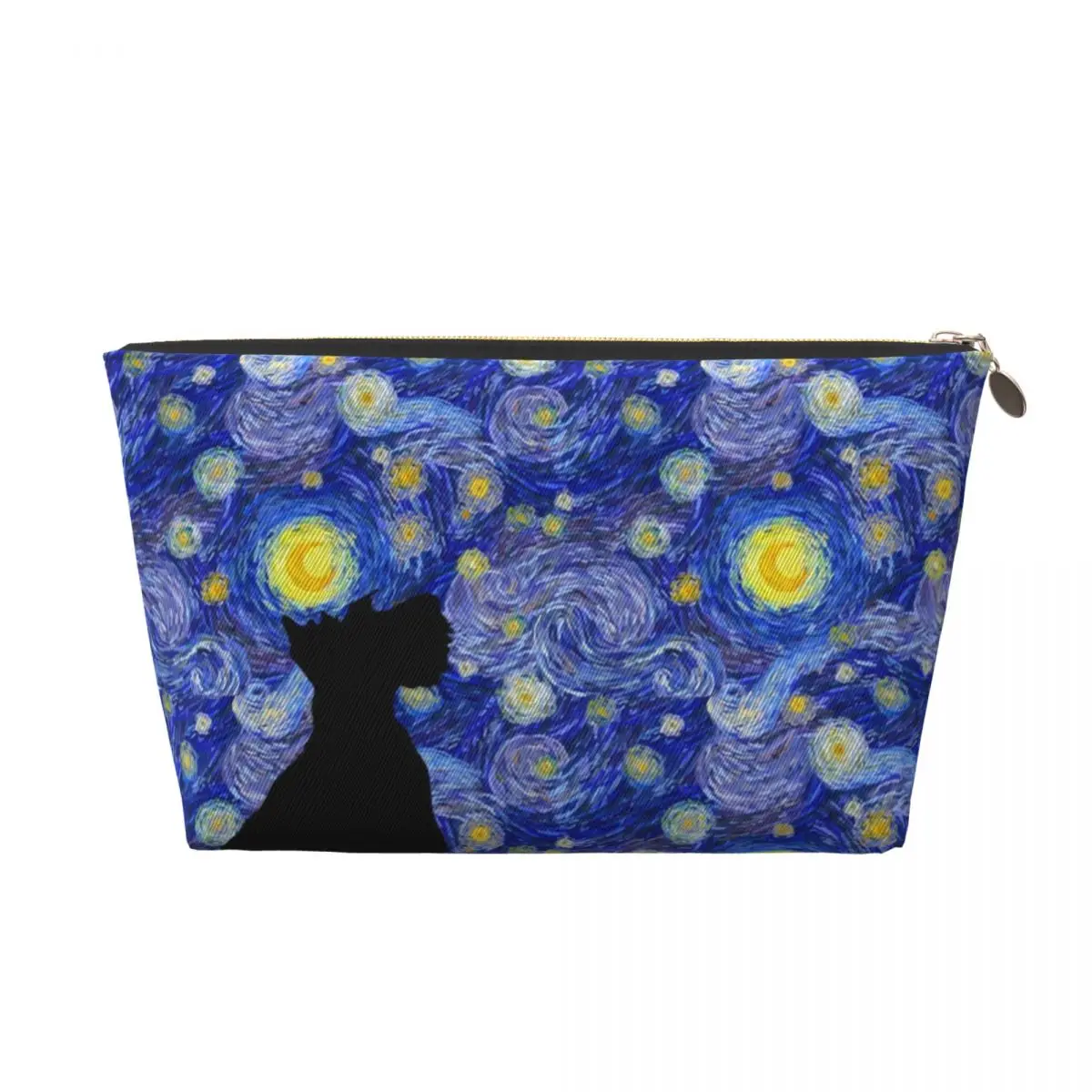 Custom Travel Scottish Terrier Van Gogh Starry Night Toiletry Bag Kawaii Scottie Dog Makeup Cosmetic Organizer Beauty Storage