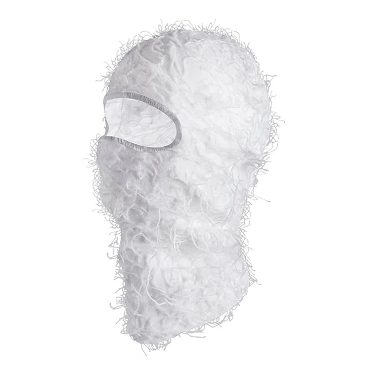 Distressed Ski Mask Full Face Knitted Fuzzy Yeat Shiesty Distress Mask for Men Women White