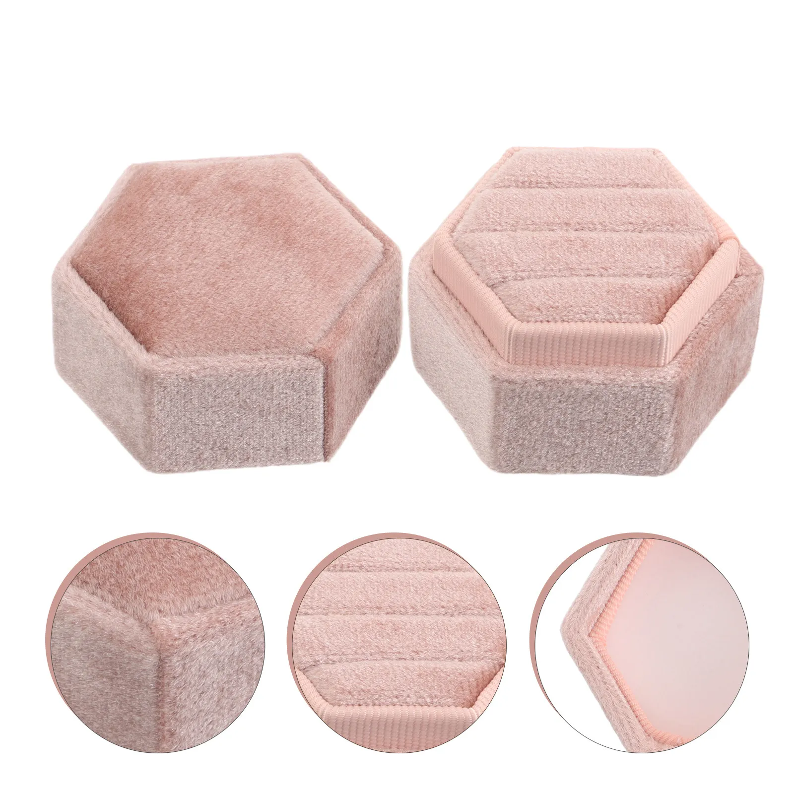 

Элегантный футляр-органайзер для 3 колец в форме шестигранника, мягкий портативный демонстрационный кейс для обручальных и помолвочных колец