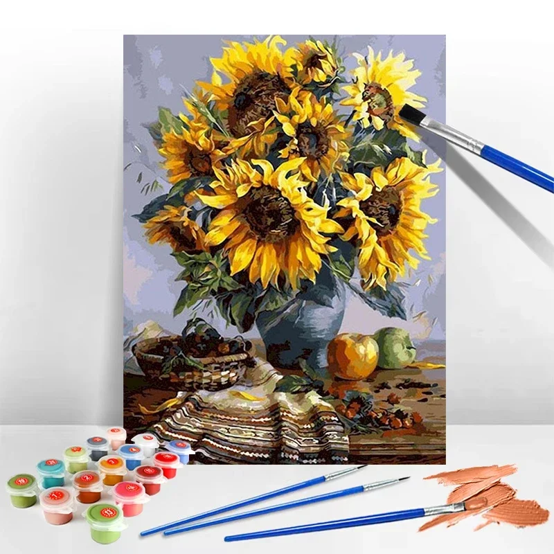 زهرة الرقمية النفط اللوحة قماش DIY كيت الاكريليك الطلاء زهرة التلوين الرقمي ديكور المنزل هدية #2