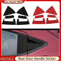 Carbon Fiber Car Back Rear Door Handle Bowl Sticker for Honda HR-V HRV Vezel 2015 - 2020 Door Styling Decoration Accessories