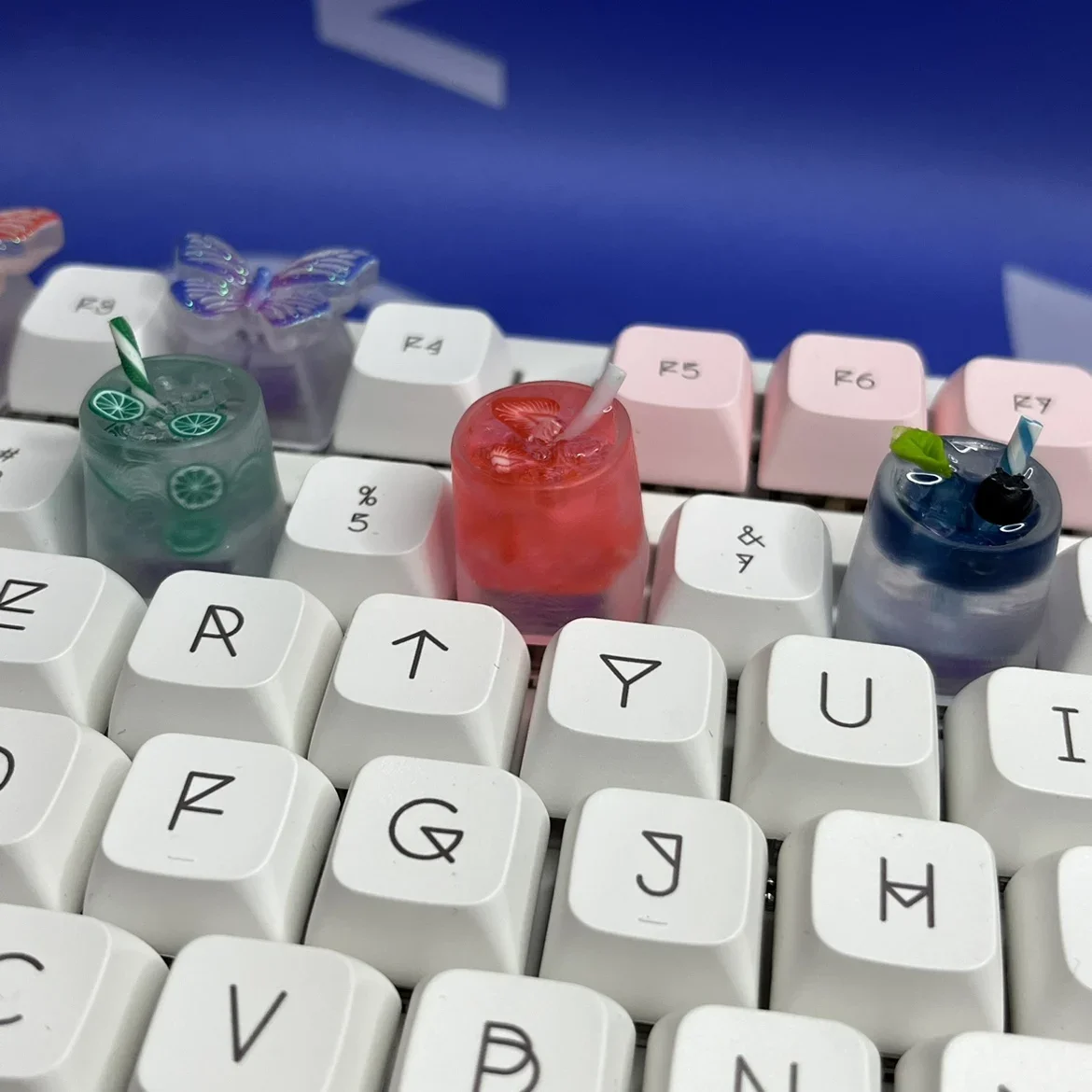 الإبداعية الليمون الشاي Keycap عنبية الفراولة لوحة المفاتيح الميكانيكية مفتاح الكرز الصليب رمح الفاكهة متجمد شفافة Keycap