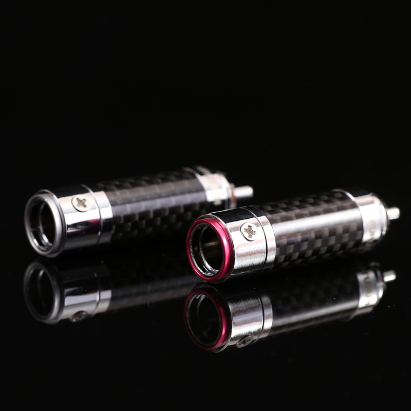DIYLIVE 4-teiliger FuruTECH CF-102(R) Rhodinierter Kohlefaser-Stecker, RCA-Lotus-Kopf, lötfreies, selbstsicherndes Anschluss-Audiokabel