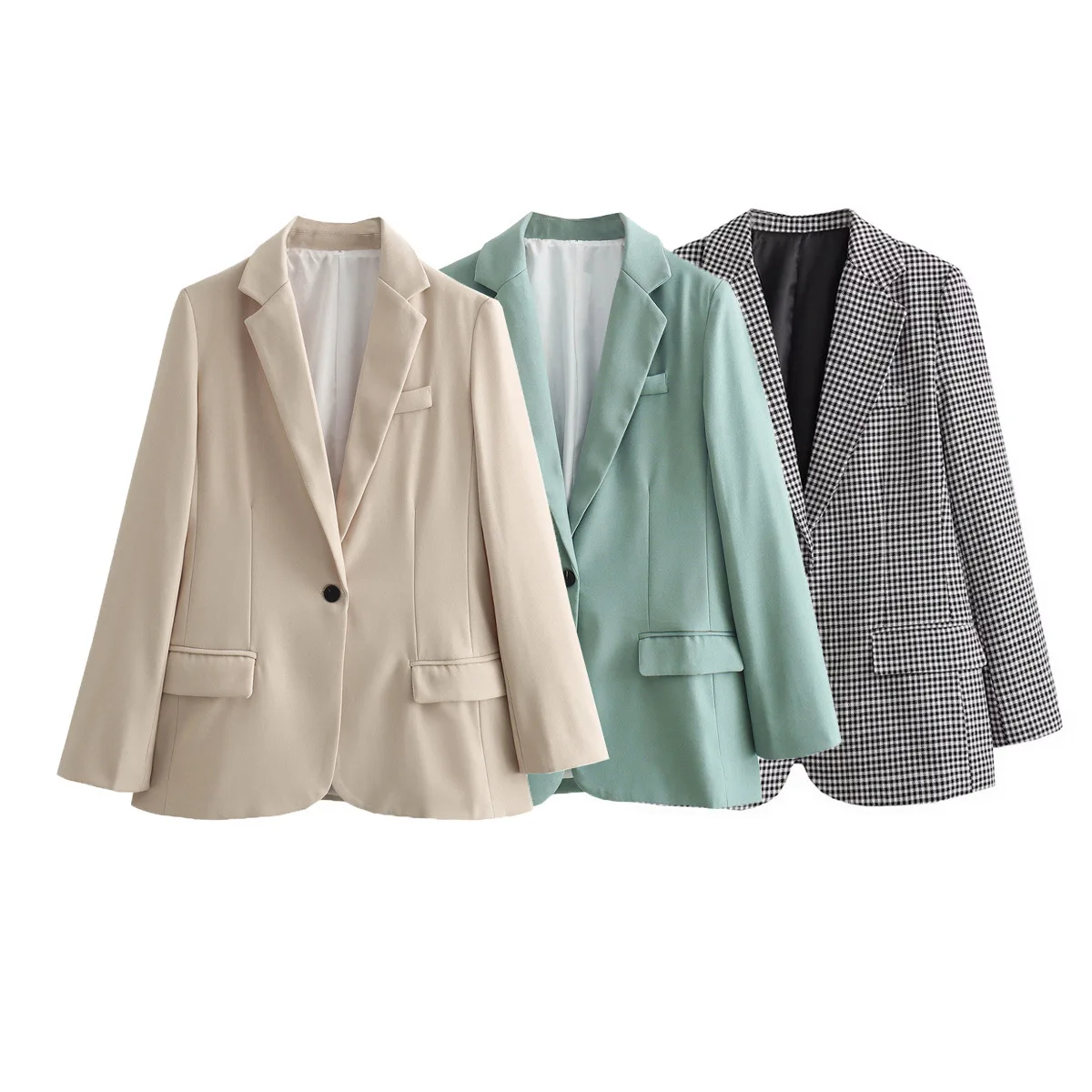 

Autumn Office Blazer Coat for Women Turn-down Collar Long Sleeve Blazers Female Outerwear Chic Tops Fashion Single Button Coat