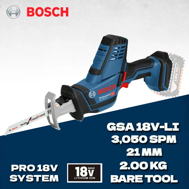 BOSCH GSA 18V-LI Compact Reciprocating Saw Bare Tool 18V Lithium Cordless Sabre Saw Wood Rechargeable Cutting Machine GSA18V-LI