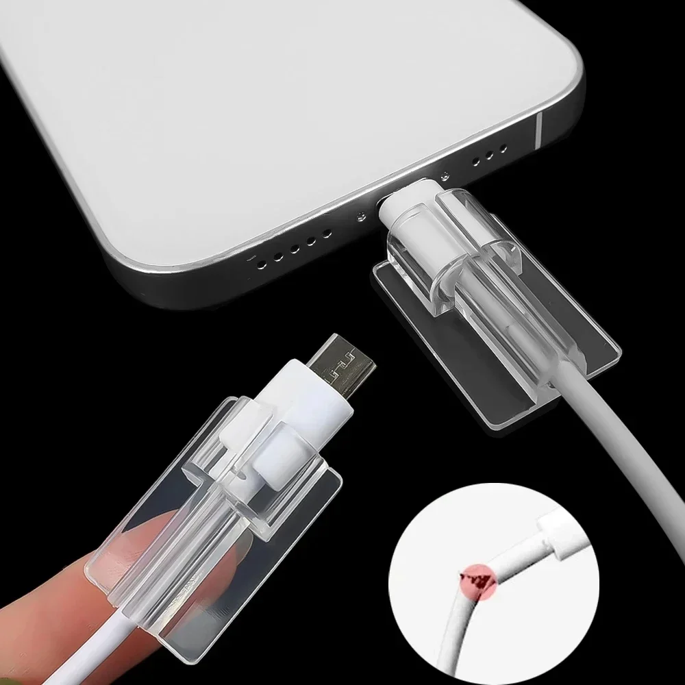 10/5 Uds. Enrollador de Cable de cargador de silicona suave funda protectora de Cable de carga rápida para Apple IPhone Cable de datos Clip de funda transparente