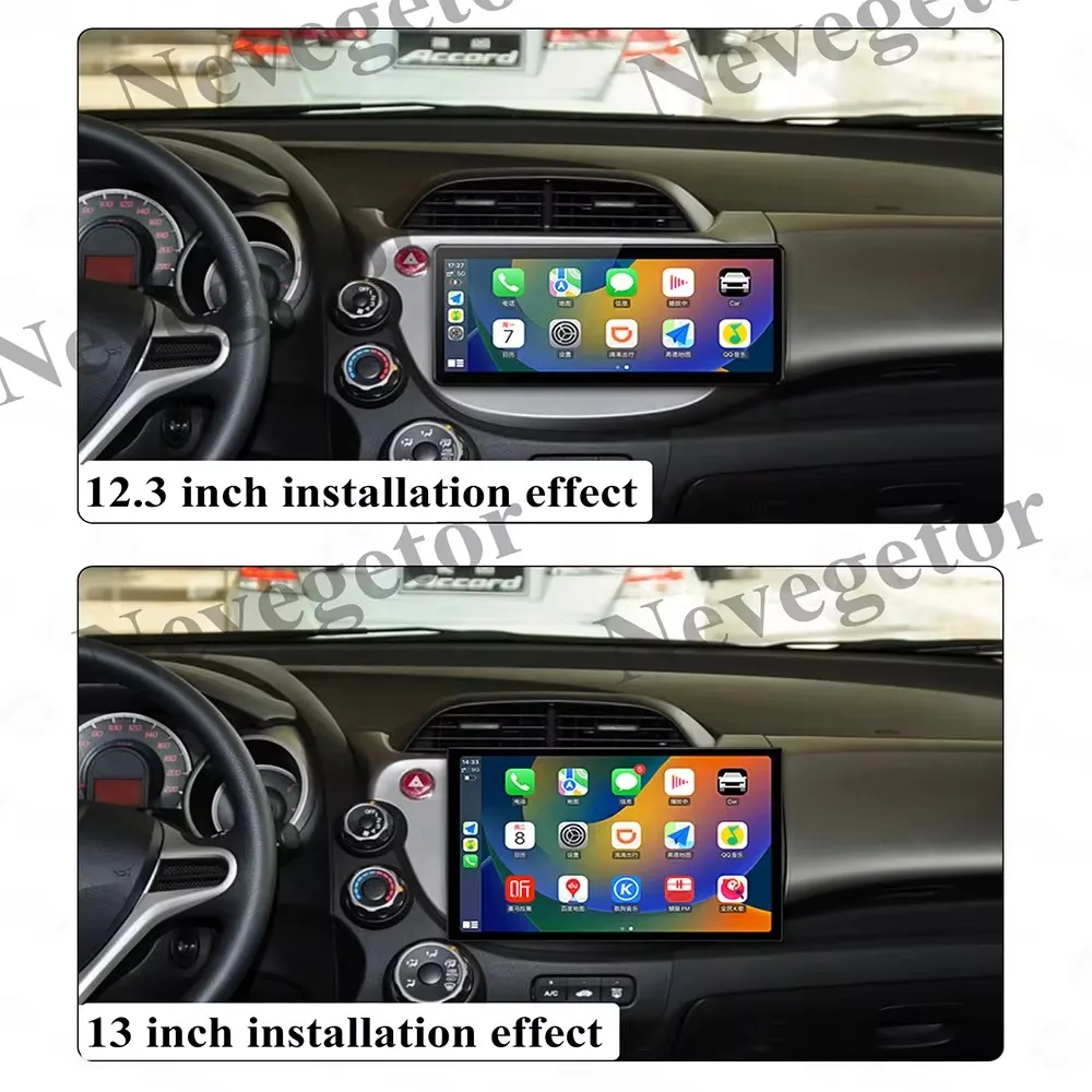 Nevegetor 13 Inch Car Radio For Honda Jazz Fit 2007 - 2013 Stereo 5G wifi Multimedia Player GPS  Navigation CPU QLED Screen 2din