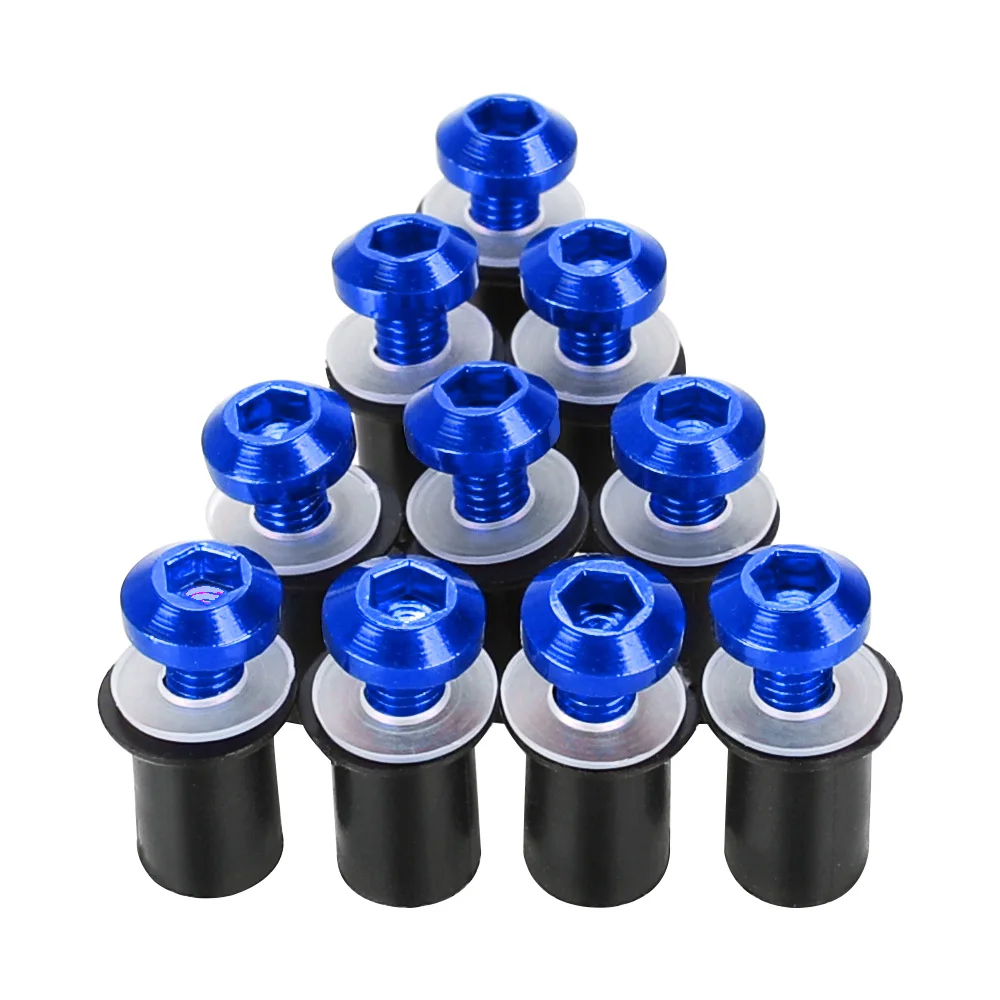10PCS M5 Screws Aluminum Windscreen Screws Colorful Fasteners Screws Motorcycle Fairing Bolt Kit Motorcycle Accessories Parts