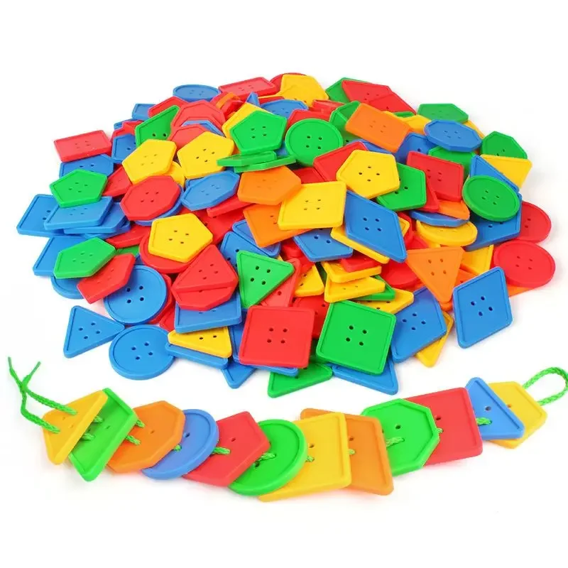 20 Pcs Montessori Toys Educational Toys for Children Early Learning Geometric Blocks Threading Buttons Teaching Aids