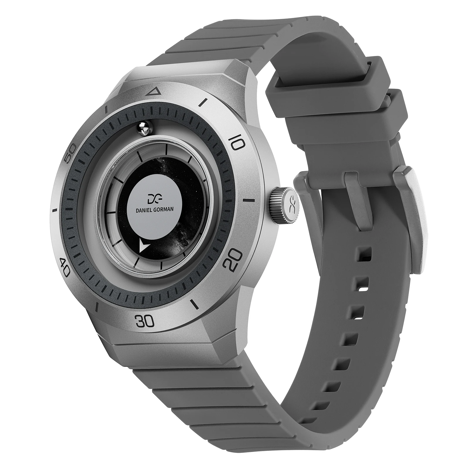 DANIEL GORMAN Stainless Steel Quartz Watch for Men Fashion Waterproof Luminous Chronograph Wristwatch with Silicone Strap