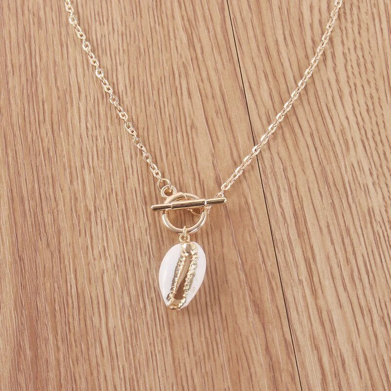 Korean Fashion Gold-plated Shell Pendant Necklace for Women Temperament Bohemian Jewelry Party Best Gift collares para mujer