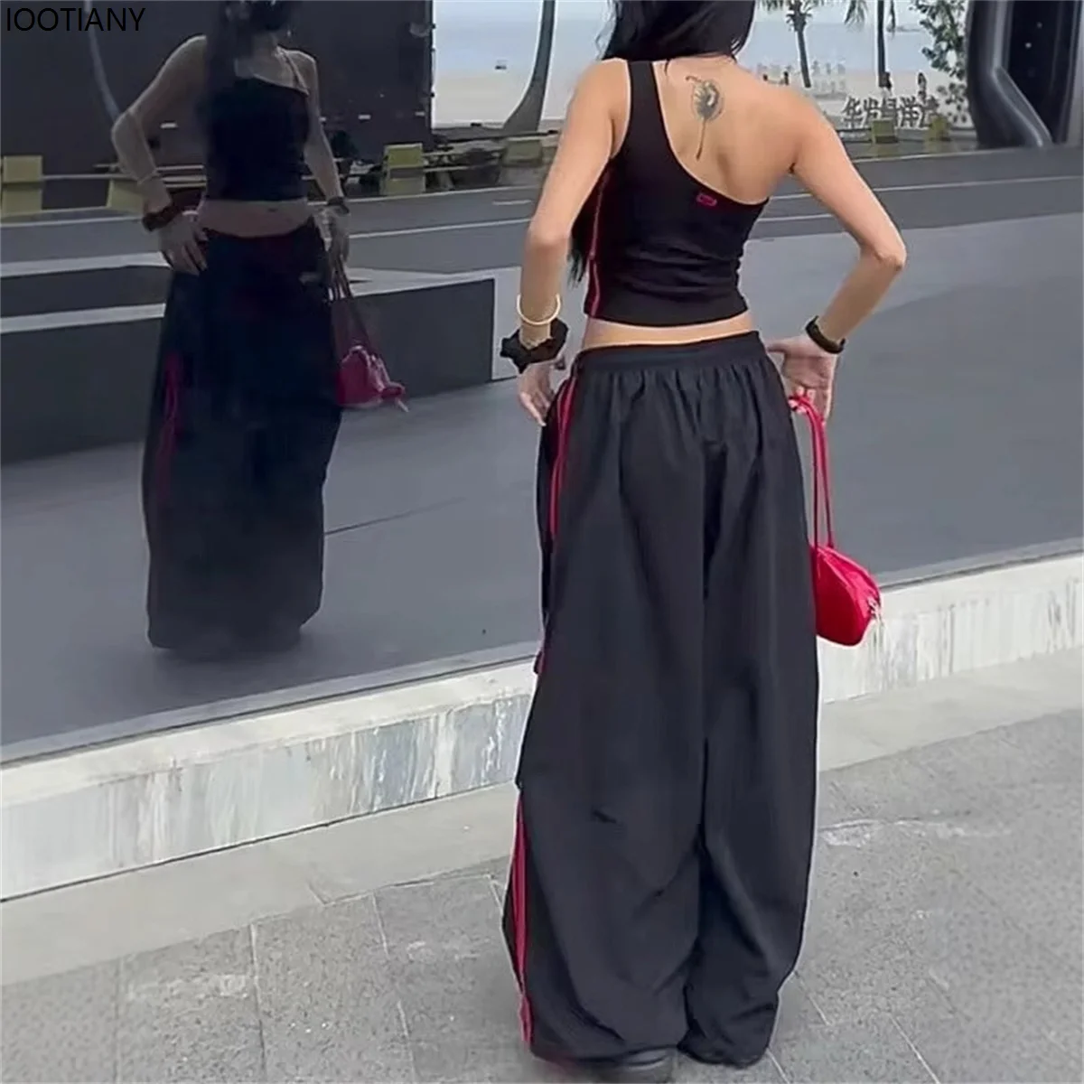 Loose Joggers Pants Women Cargo Pants Vintage Streetwear Hip Hop Y2k Baggy Wide Leg Sweatpants Casual Pockets Fashion Trousers