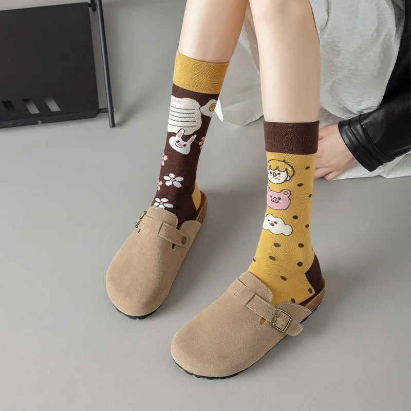 1 Pair Man Women Sock Original AB Tide Socks Dog Bear Love Heart Cow Cotton Socks Four Seasons Unisex Socks for Birthday Gift