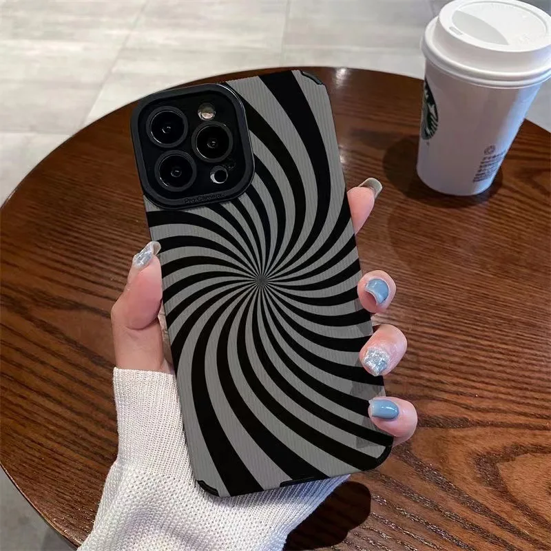 Suitable for Trendy spiral Pattern Iphone 13 14 15 Plus Mobile Phone Case for 12pro iPhone 11promax Soft Funda for Apple X XR