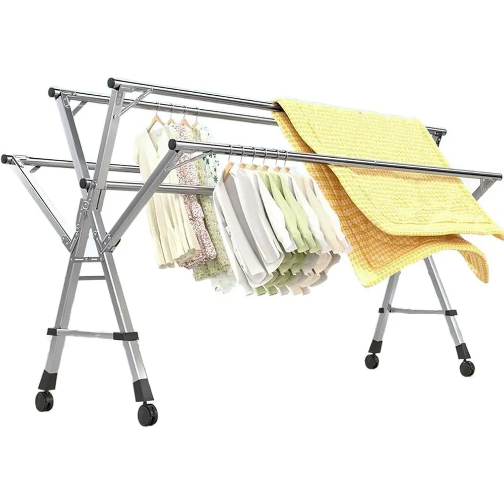 

Stainless Steel Indoor/Outdoor Folding Clothes Drying Rack, Versatile 63t Laundry Dryer for Home Use
