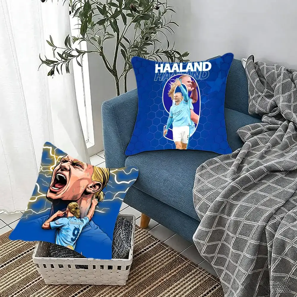Athletic Sportsstar E-Erling Haaland Cushion Cover Fluffy velvet Nordic style plush Living room sofa decorative