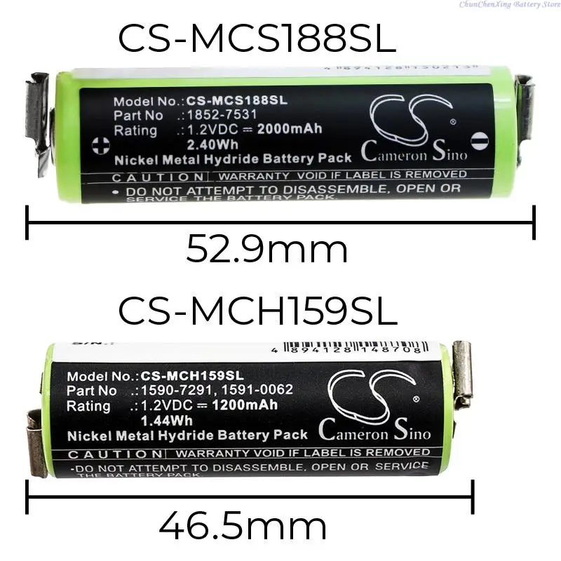 Cameron Sino 2000mAh bateria golarki do Moser ChroMini 1591, ChroMini 1591B, ChroMini 1591Q, Ermila Bella 1590, zwróć uwagę na rozmiary