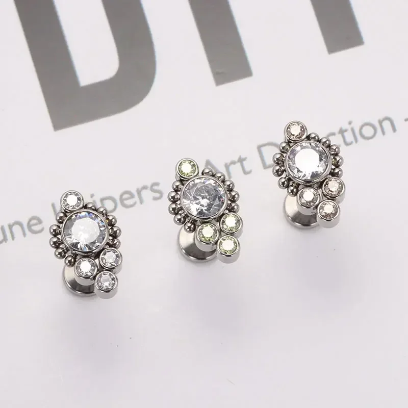 ASTM F136 Titanium Piercing Cartilage Ear Studs Zircon Opal Agate Labret Lip Tragus Christmas Gift Body Jewelry for Women