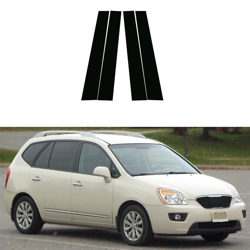 Fit For Kia Carens 2007 2008 2009 2010 2011 2012 Pillar Posts Car Door Window Trim Cover Glossy Black Exterior Stickers